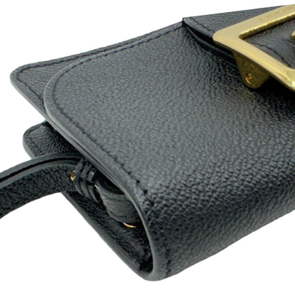 BURBERRY Buckle Small Grainy Calfskin Leather Chain Crossbody Bag Black