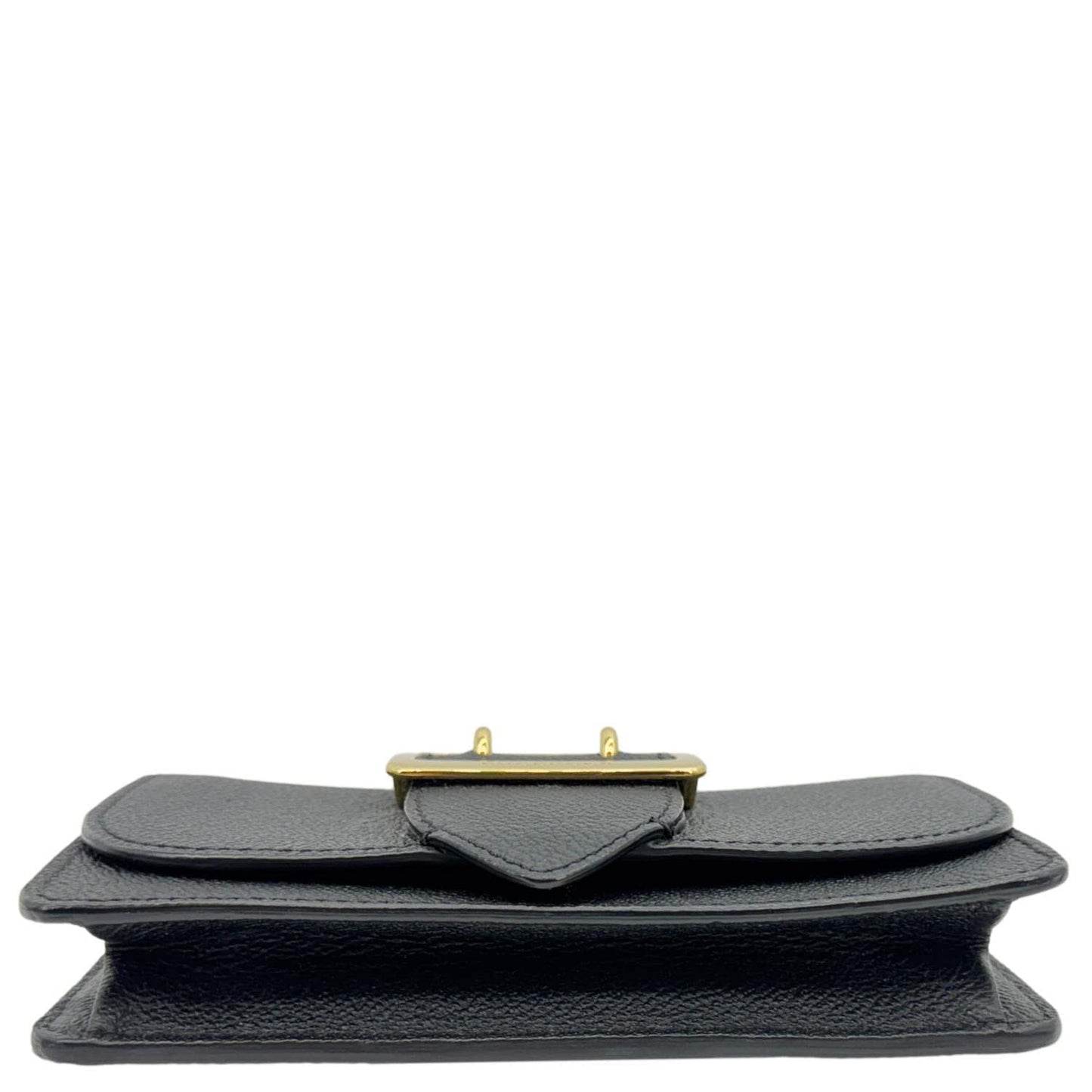 BURBERRY Buckle Small Grainy Calfskin Leather Chain Crossbody Bag Black