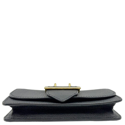 BURBERRY Buckle Small Grainy Calfskin Leather Chain Crossbody Bag Black