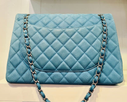 CHANEL Maxi Flap Caviar Leather Double Flap Bag-HS