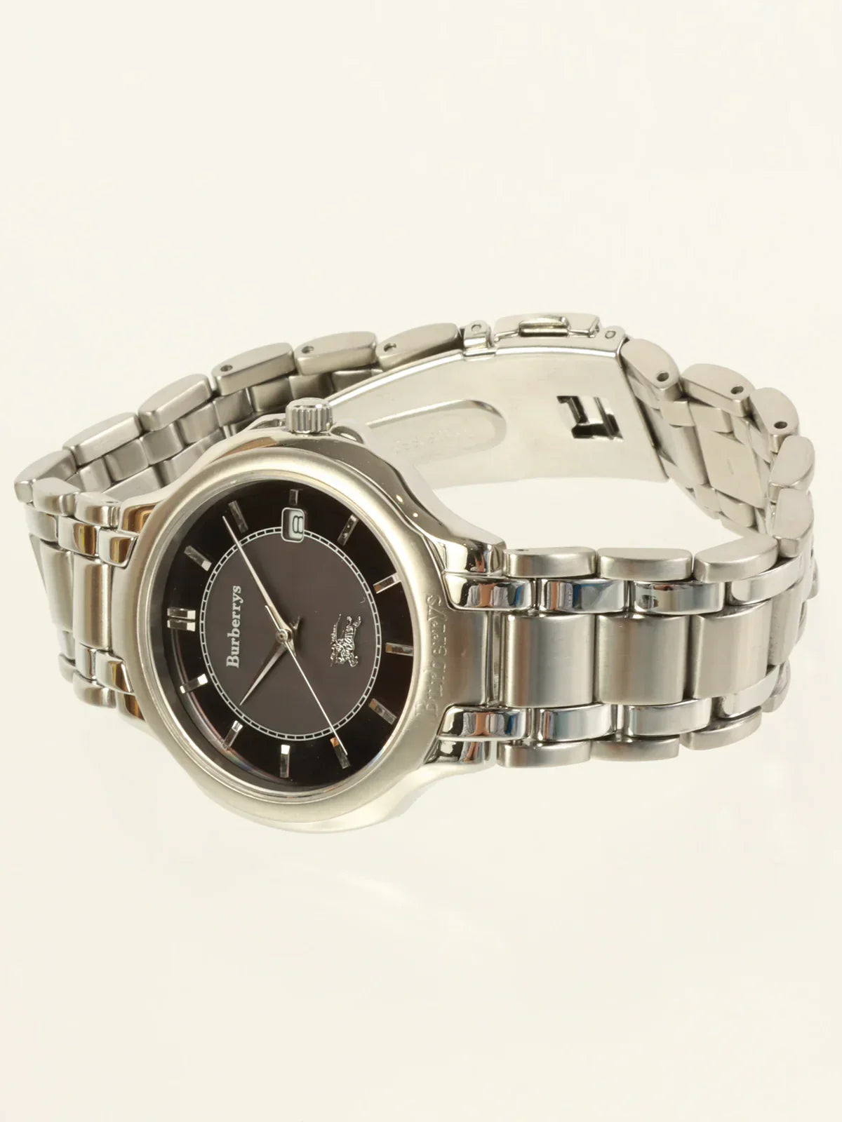 Luxury Burberry Round Logo Face Watch Silver/Black
