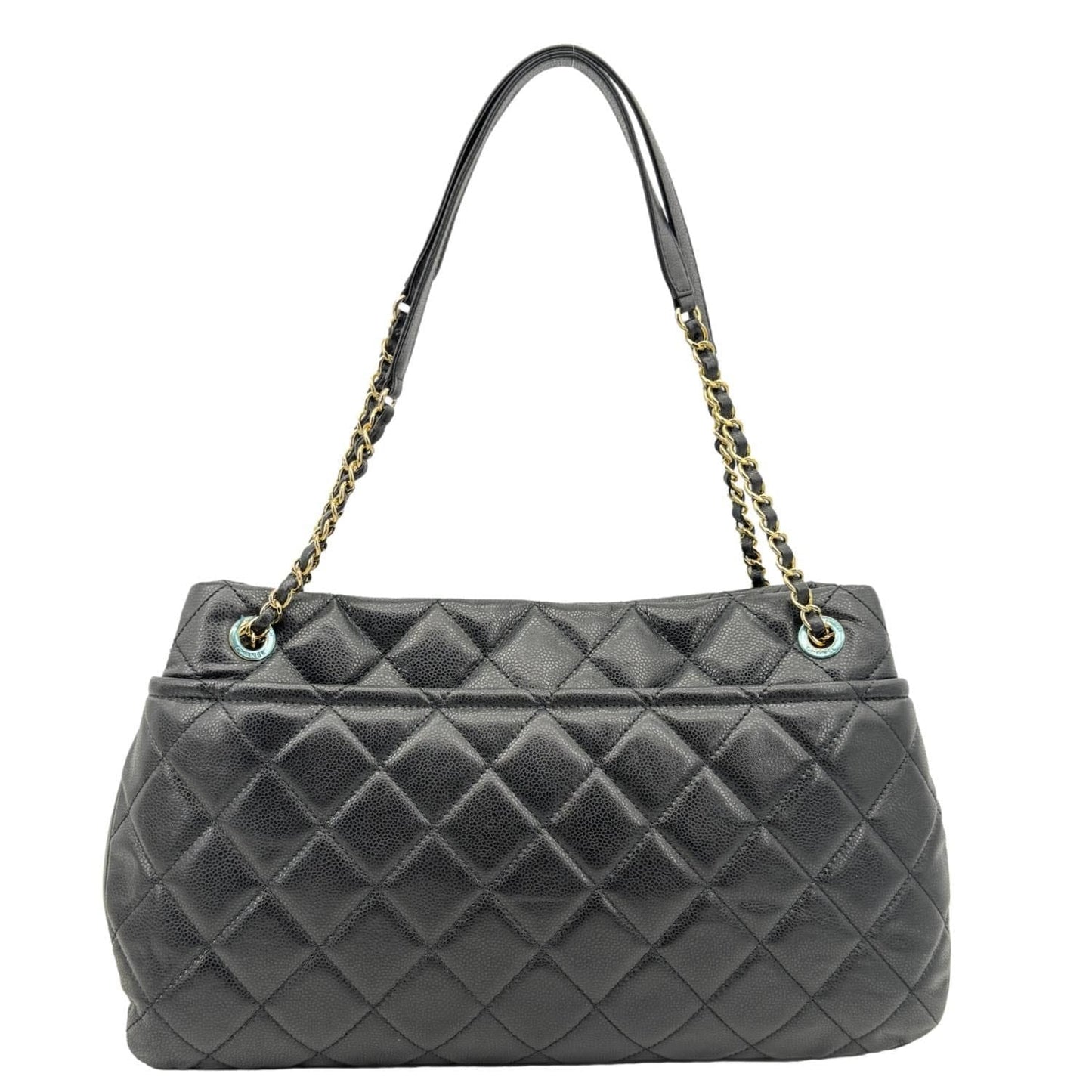 CHANEL Timeless CC Soft Quilted Caviar Leather Tote Bag Black
