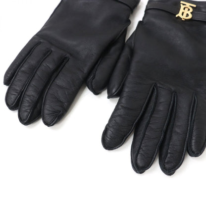 BURBERRY gloves lambskin Black x Gold Women 7.5