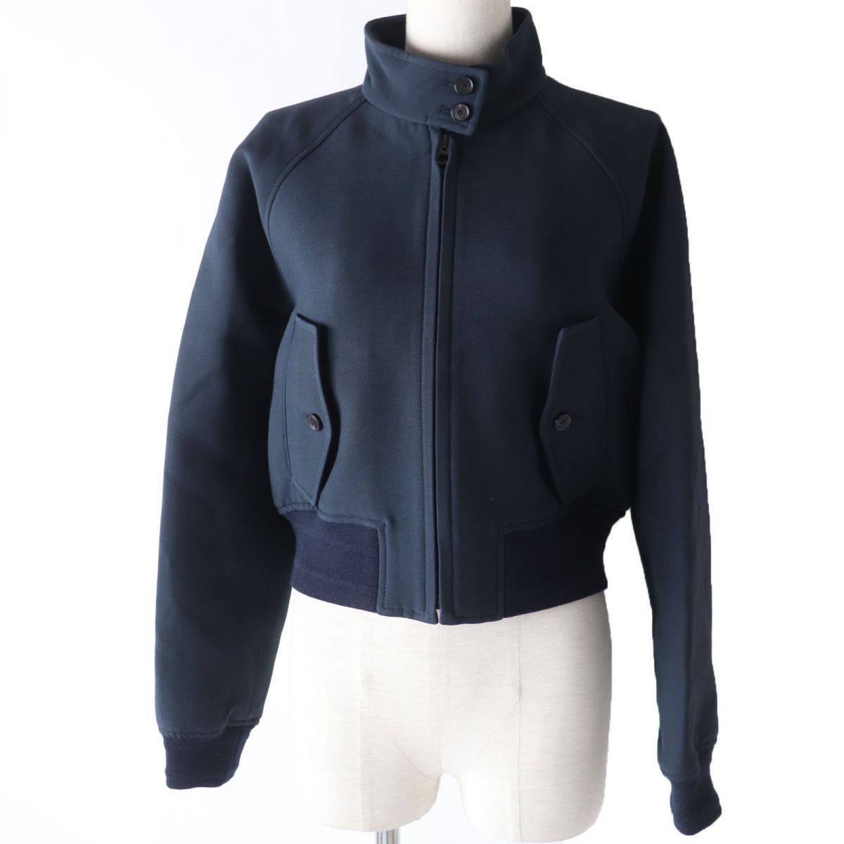 Christian Dior Blouson Outer: 77% wool, Outer: 23% silk, Lining: 100% silk, Part: 44% wool, Part: 44% acrylic, : 10% nylon, : 2% polyurethane Dark navy Women 42