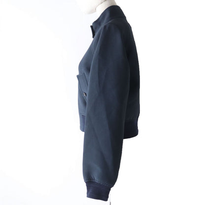 Christian Dior Blouson Outer: 77% wool, Outer: 23% silk, Lining: 100% silk, Part: 44% wool, Part: 44% acrylic, : 10% nylon, : 2% polyurethane Dark navy Women 42