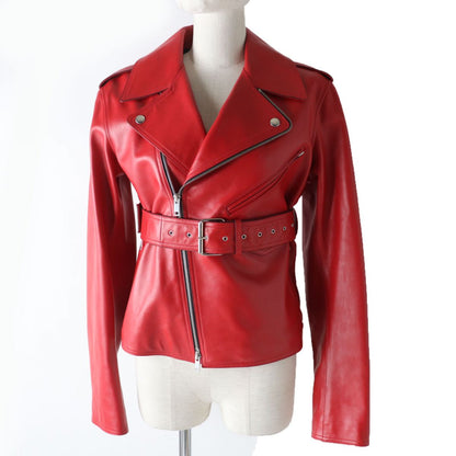 CELINE Riders jacket Outer: Leather, Lining: 100% Rayon, Filling: 100% Polyester Red Women 38