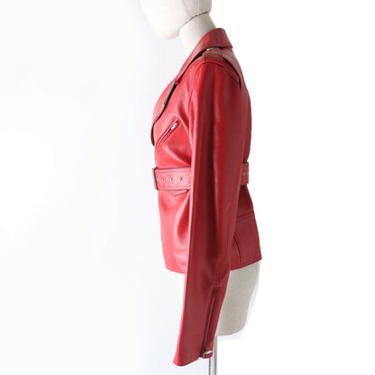 CELINE Riders jacket Outer: Leather, Lining: 100% Rayon, Filling: 100% Polyester Red Women 38