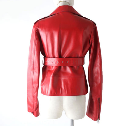 CELINE Riders jacket Outer: Leather, Lining: 100% Rayon, Filling: 100% Polyester Red Women 38