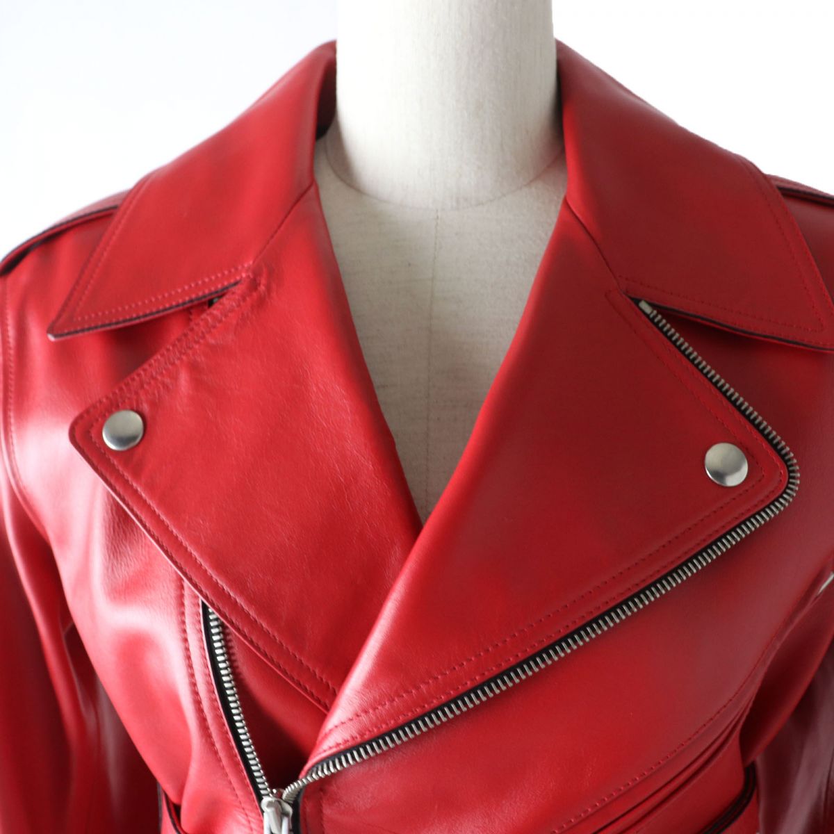 CELINE Riders jacket Outer: Leather, Lining: 100% Rayon, Filling: 100% Polyester Red Women 38