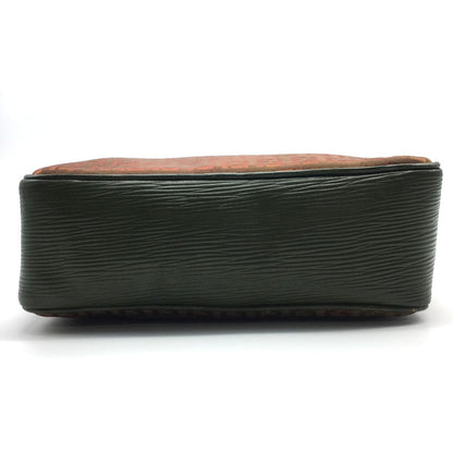 FENDI Shoulder Bag PVC / Leather Khaki x Brown type Zucchino ZuccaPattern logoPattern pochette Vintage old Women