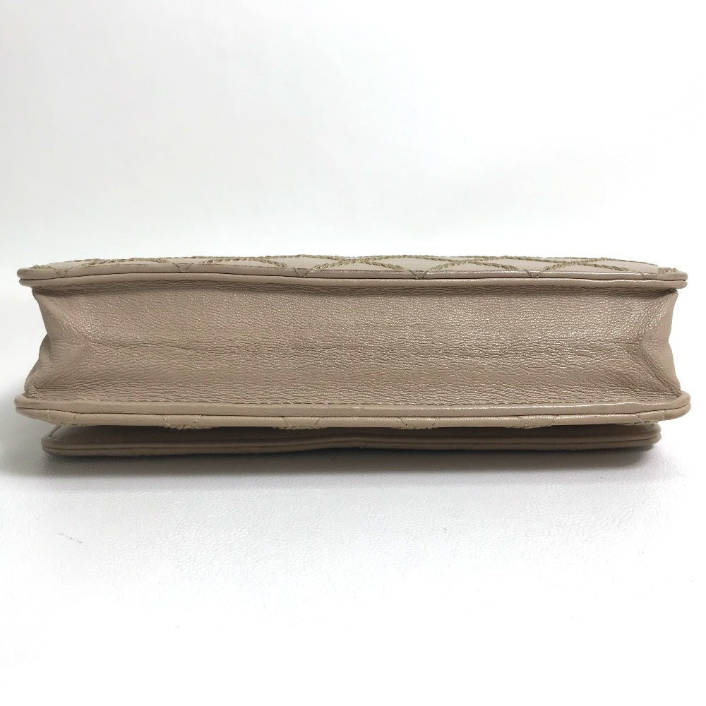 CHANEL Long Wallet Purse lambskin beige CC COCO Mark Matelasse Design Women
