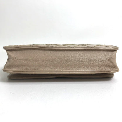CHANEL Long Wallet Purse lambskin beige CC COCO Mark Matelasse Design Women