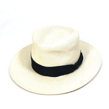 CHANEL hat straw beige CC COCO Mark Grosgrain Ribbon 19V Women M