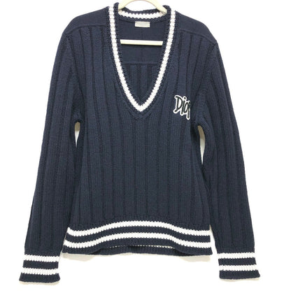 Dior sweater 033M630AT171 wool Navy x white logo Sean Stussy mens XXL