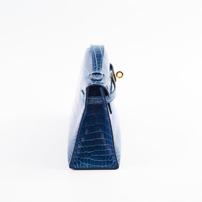 Hermes Kelly Pochette Shiny Alligator 7Q Mykonos C Stamp