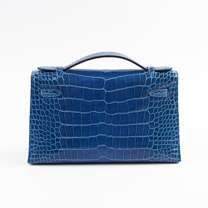 Hermes Kelly Pochette Shiny Alligator 7Q Mykonos C Stamp