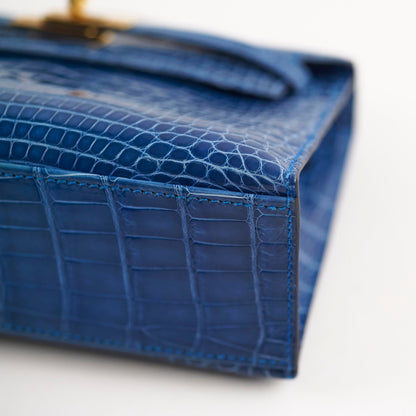 Hermes Kelly Pochette Shiny Alligator 7Q Mykonos C Stamp