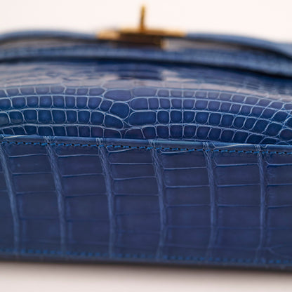 Hermes Kelly Pochette Shiny Alligator 7Q Mykonos C Stamp