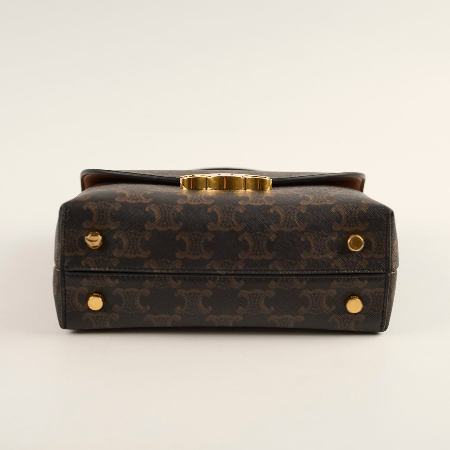 Luxury CELINE Teen Triomphe Canvas Nino Bag Tan