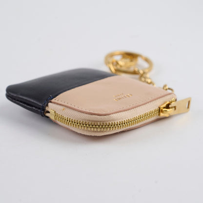 Luxury CELINE Pouch Key Ring Black/Beige