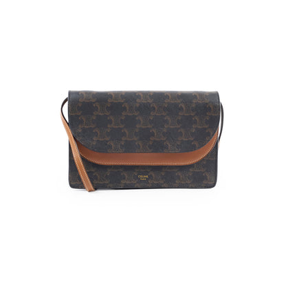 Luxury CELINE Triomphe Canvas Wallet on Strap