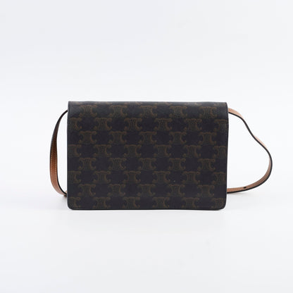 Luxury CELINE Triomphe Canvas Wallet on Strap
