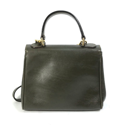 FENDI Shoulder Bag leather khaki handbag bag vintage Women