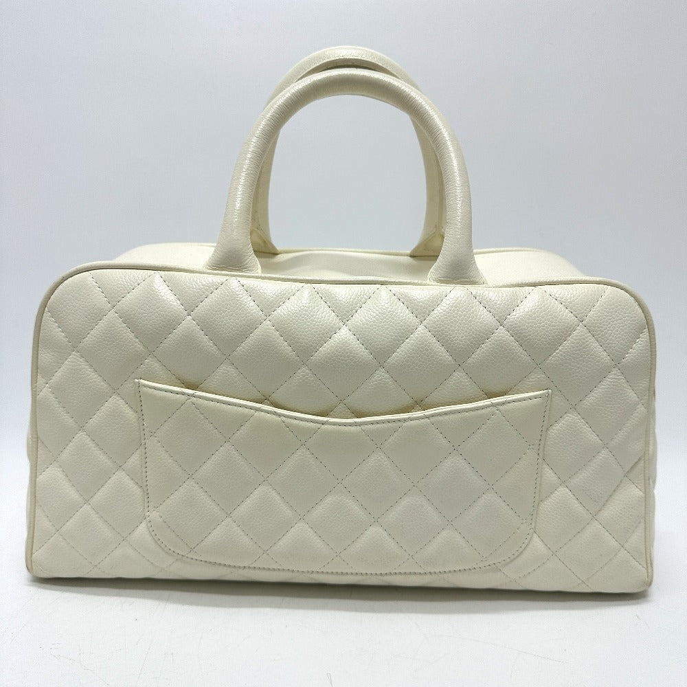 CHANEL Handbag Caviar skin white CC COCO Mark Boston Duffel bag Women
