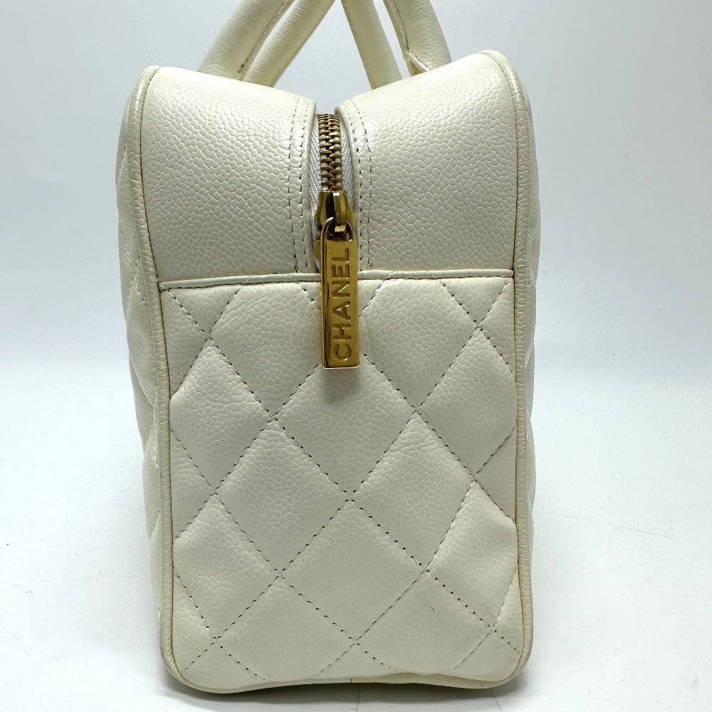 CHANEL Handbag Caviar skin white CC COCO Mark Boston Duffel bag Women