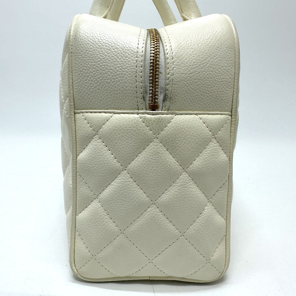 CHANEL Handbag Caviar skin white CC COCO Mark Boston Duffel bag Women