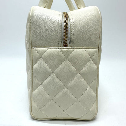 CHANEL Handbag Caviar skin white CC COCO Mark Boston Duffel bag Women