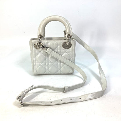 Dior Handbag leather Metallic gray type Lady Dior Cannage Mini Women