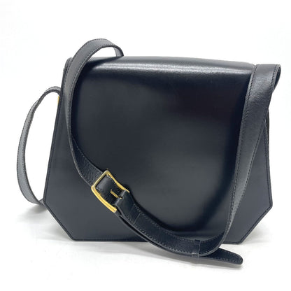 CELINE Shoulder Bag leather black logo accordion Women