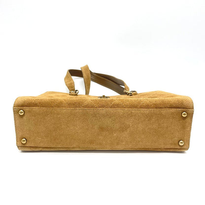 CHANEL Shoulder Bag suede Brown CC COCO Mark Matrasse Women