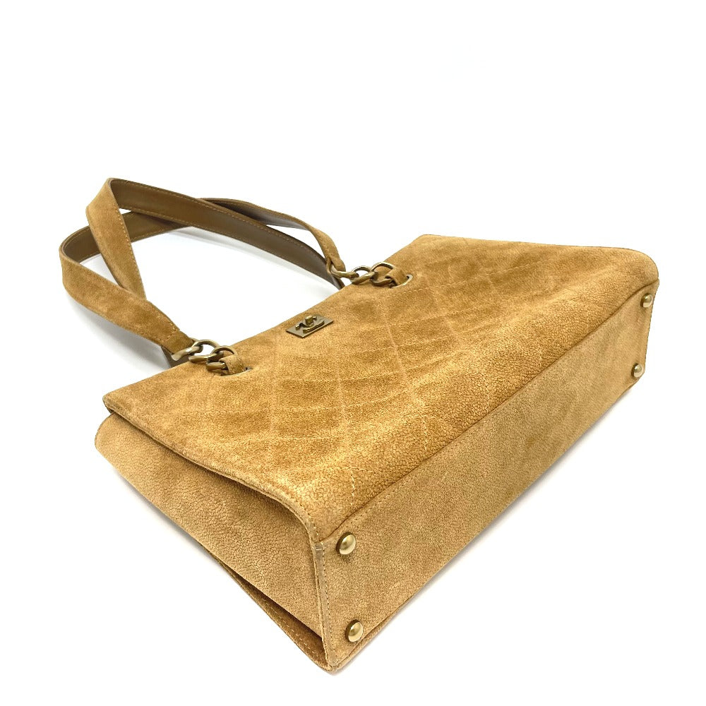 CHANEL Shoulder Bag suede Brown CC COCO Mark Matrasse Women