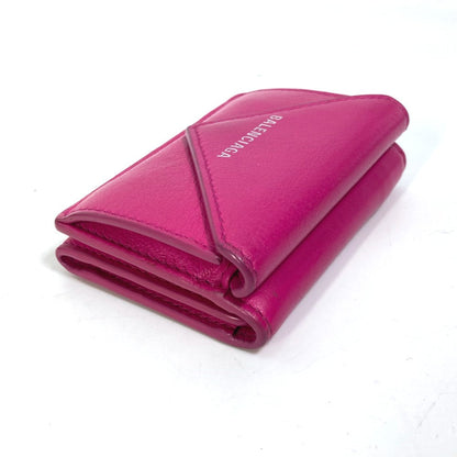 BALENCIAGA Trifold wallet 391446 leather pink logo Paper mini Women