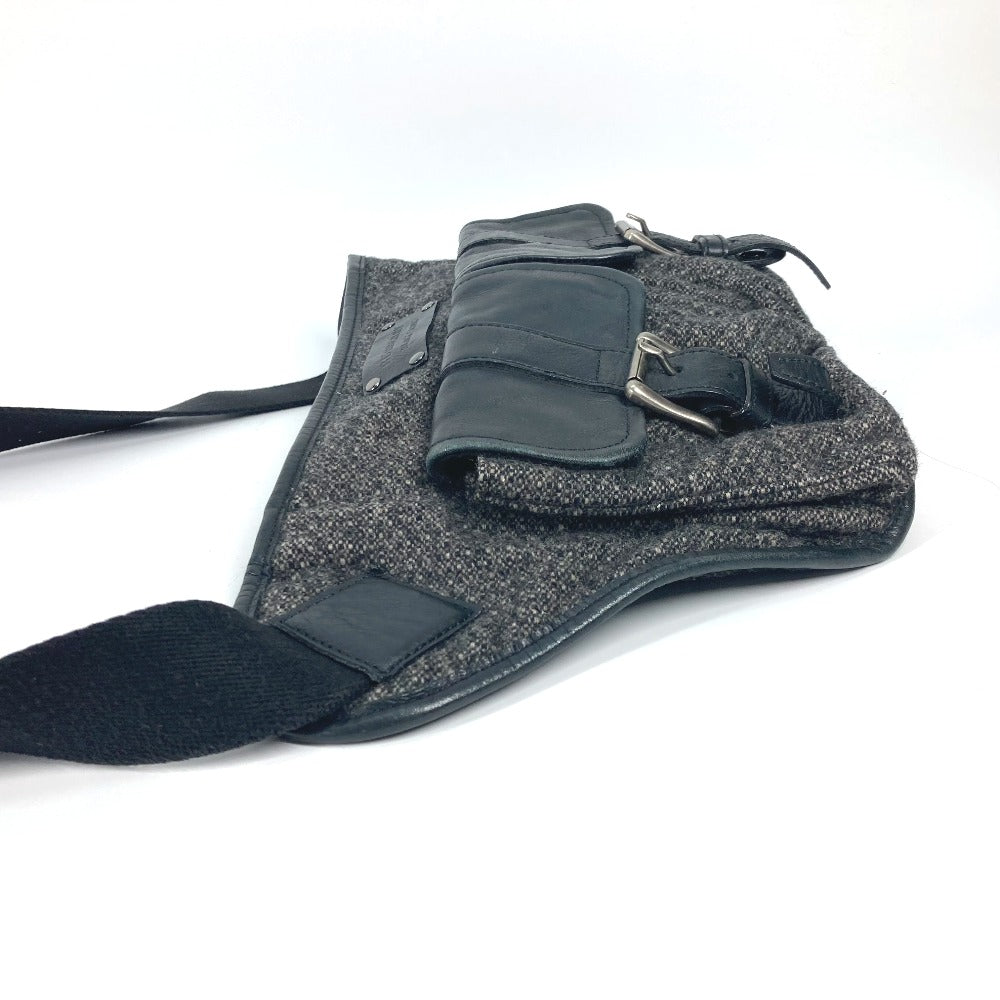 BURBERRY Sling bag Wool, Leather Gray type Black label Waist bag mens