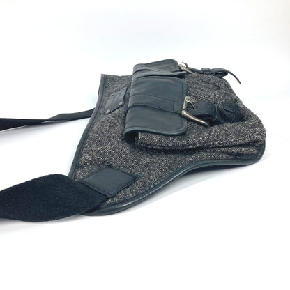 BURBERRY Sling bag Wool, Leather Gray type Black label Waist bag mens