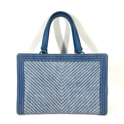 CHANEL Tote Bag canvas Blue type Boy Chanel Vstitch