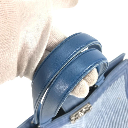 CHANEL Tote Bag canvas Blue type Boy Chanel Vstitch