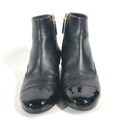 CHANEL boots G32239 leather black CC COCO Mark Fake pearl Women 35.5