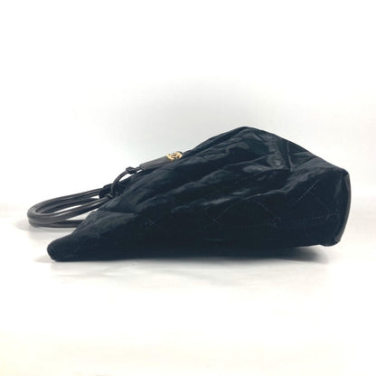 CHANEL Handbag Velour, Leather black Matrasse quilting Round handle Leather handle