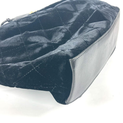 CHANEL Handbag Velour, Leather black Matrasse quilting Round handle Leather handle