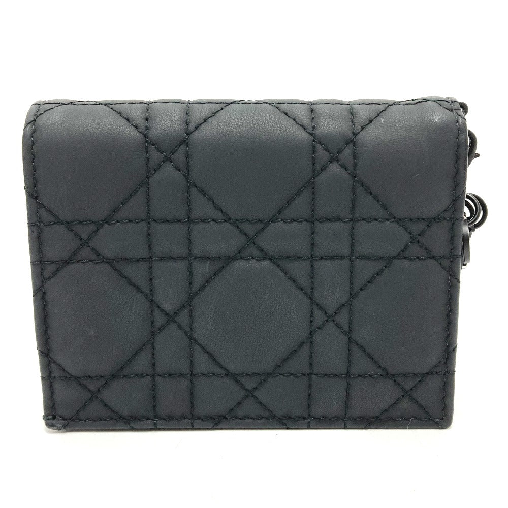 Dior Folded wallet S0178SLOI leather black Lady Dior Mini wallet Women
