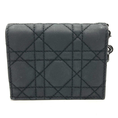 Dior Folded wallet S0178SLOI leather black Lady Dior Mini wallet Women