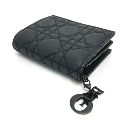 Dior Folded wallet S0178SLOI leather black Lady Dior Mini wallet Women