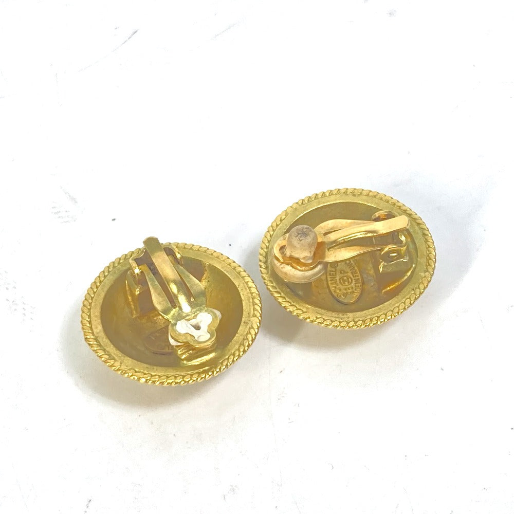 CHANEL Earring metal gold 95P logo CC COCO Mark Round Women