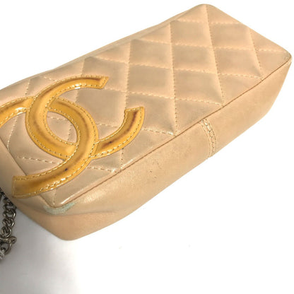 CHANEL Cosmetics Pouch leather beige Cambon line CC COCO Mark Women