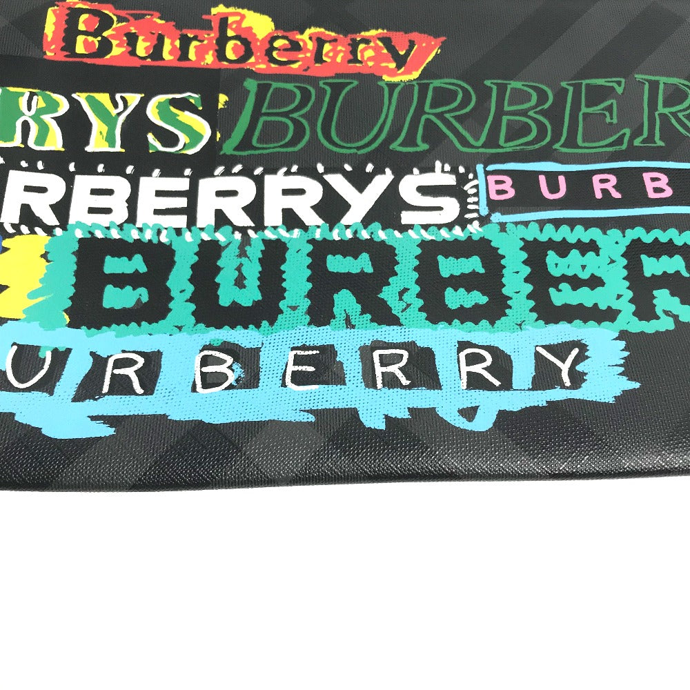 BURBERRY Clutch bag leather black Graffiti Check Women