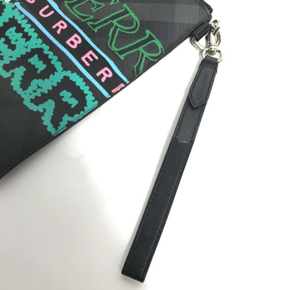BURBERRY Clutch bag leather black Graffiti Check Women